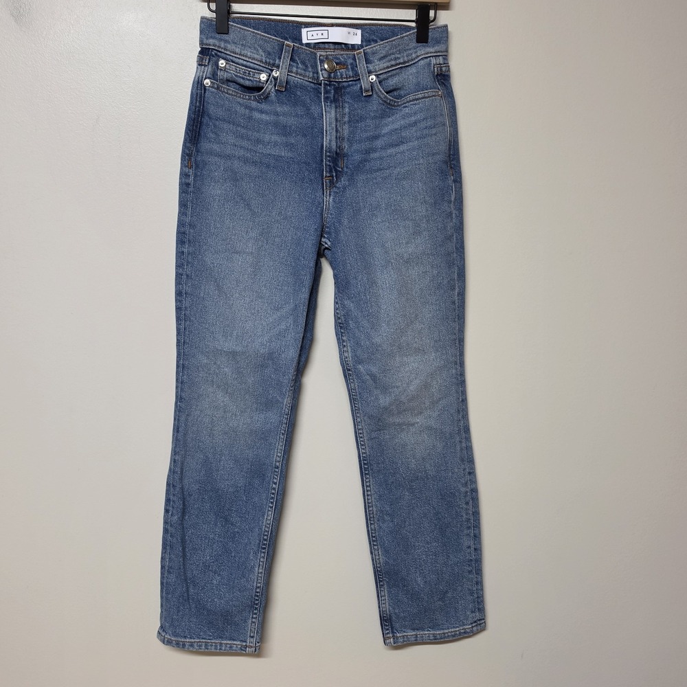 AYR The Yes Yes Yes Leisure Jeans SIZE 26 Medium Wash Straight Stretch Denim EUC